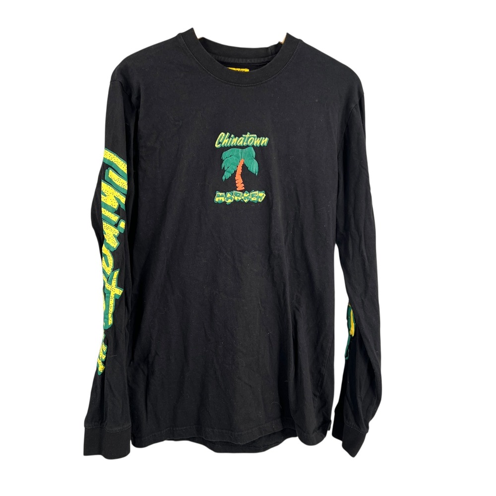 Chinatown Market Long Sleeve Graphic Tee Black Size M Cracked Print